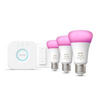Philips Lighting Hue LED-lamp 871951429135500 Energielabel: F (A - G) Hue White & Col. Amb. E27 3er Starter Set inkl. DimmerSwitch 3x800lm 75W E27 11 W Warmwit