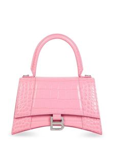 Balenciaga petit sac à main Hourglass à effet peau de crocodile - Rose