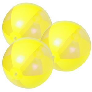 10x stuks opblaasbare strandballen plastic geel 28 cm