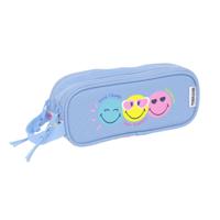 Pennenetui met 2 vakken Smiley Joyful Multicolour Licht Blauw 21 x 8 x 6 cm