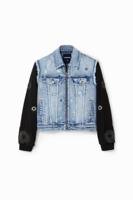 Hybride spijkerjack met borduursels - BLUE - XXL