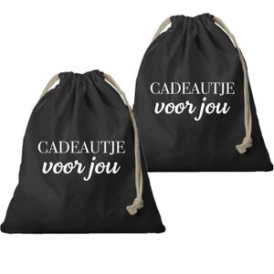 4x Canvas cadeautasje Cadeautje voor jou zwart met koord 25 x 30 cm