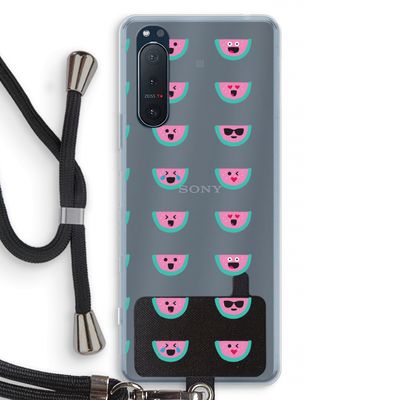 Smiley watermeloenprint: Sony Xperia 5 II Transparant Hoesje met koord