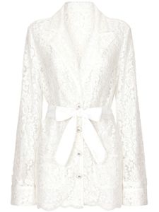 Dolce & Gabbana chemise ceinturée à dentelle fleurie - Blanc