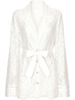 Dolce & Gabbana chemise ceinturée à dentelle fleurie - Blanc - thumbnail