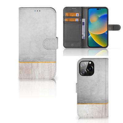 iPhone 14 Pro Max | Book Style Case | Wood Concrete