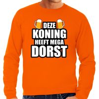 Deze Koning heeft mega dorst / bier sweater oranje voor heren - Koningsdag truien 2XL  -
