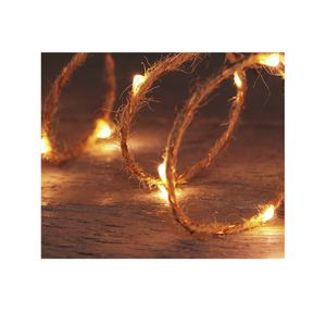 Anna Collection jute lichtsnoeren - 2x - 20 leds - warm wit - 100 cm - Lichtsnoeren