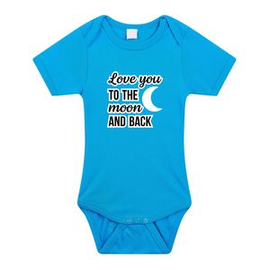 Love you to the moon cadeau baby rompertje blauw baby/jongen