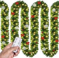 Kerstguirlande , slinger, kerstslinger 5mtr 80xLED -in/outdoor inclusief versiering met afstandsbediening