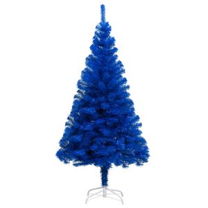 The Living Store Kunstkerstboom - Blauw 210 cm - LED-verlichting - Inclusief kerstballen en piek