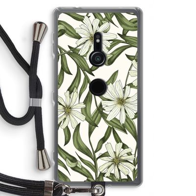 Wit bloemenpatroon: Sony Xperia XZ2 Transparant Hoesje met koord