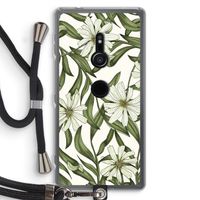 Wit bloemenpatroon: Sony Xperia XZ2 Transparant Hoesje met koord
