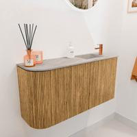 Toiletmeubel Mondiaz Joya Dlux | 81.6 cm | Meubelkleur Oak | Faye wastafel Glace Wasbak Rechts | 1 kraangat