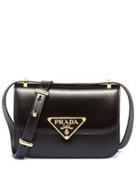 Prada sac porté épaule Emblème en cuir - Noir