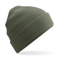 Beanie Wintermuts - wafelstructuur - olijf groen - dames - 100% katoen - damesmuts - thumbnail