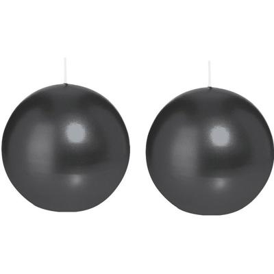 Trend Candles Bolkaars glad - 2x - zwart - 7 cm - 16 branduren - ronde kaarsen