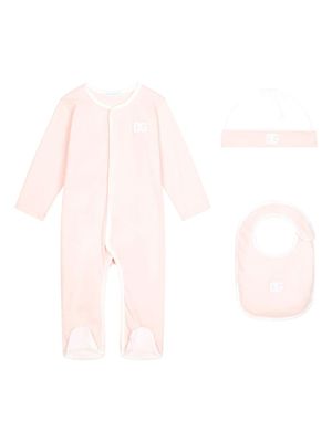 Dolce & Gabbana Kids granouillère en coton à logo appliqué (lot de trois) - Rose