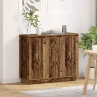 LED Sideboard Oudhout 90 x 32 x 75 cm Bewerkt hout