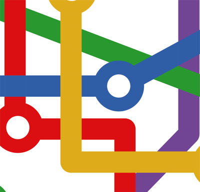 Abstract ontwerp behang metro stops in veel kleuren