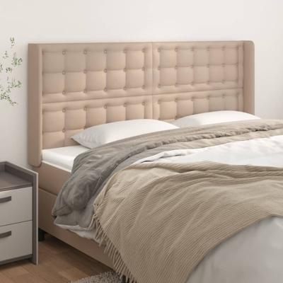 Hoofdbord met randen 203x16x118/128cm kunstleer cappuccinokleur