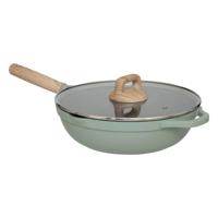 Braadpan met deksel - Alle kookplaten geschikt - groen/beige - D28 x H13cm - Souteerpan