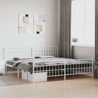 Bedframe met hoofd- en voeteneinde metaal wit 193x203 cm Bedframe met hoofd- en voeteneinde metaal wit 193x203 cm