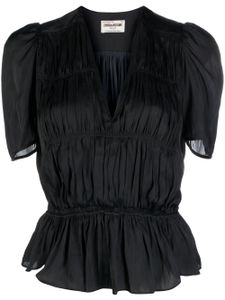 Zadig&Voltaire blouse froncée à manches courtes - Noir