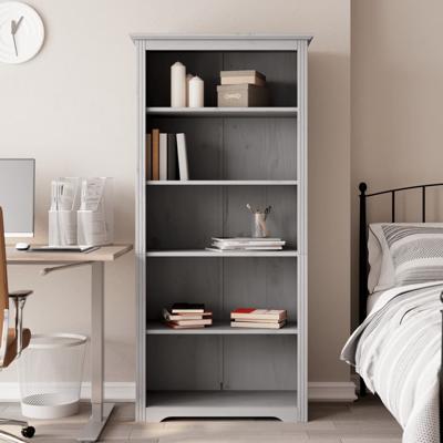Boekenkast 5-laags BODO 82x40x173 cm massief grenenhout grijs