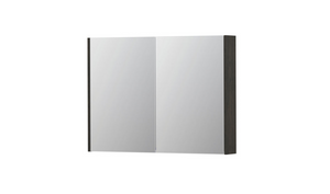 INK SPK2 spiegelkast met 2 dubbelzijdige spiegeldeuren, 4 verstelbare glazen planchetten, stopcontact en schakelaar 100 x 14 x 73 cm, gerookt eiken