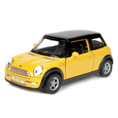 Welly Speelgoed Mini Cooper auto - geel - die-cast metaal - 11 cm - modelauto