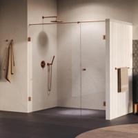 Brauer Void - Carving Nisdeur - 2-Delig - Helder Glas - 200 x 200 cm - Omkeerbaar - met Draaideur 70 cm - Aan Muur - incl. Glascoating - PVD Koper Geborsteld