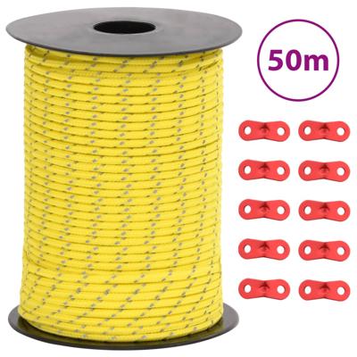 VidaXL Tentscheerlijn met reflecterende strips en spanners 50 m 3 mm