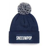 Sneeuwpop muts met pompon - unisex - one size - navy - apres-ski muts - thumbnail