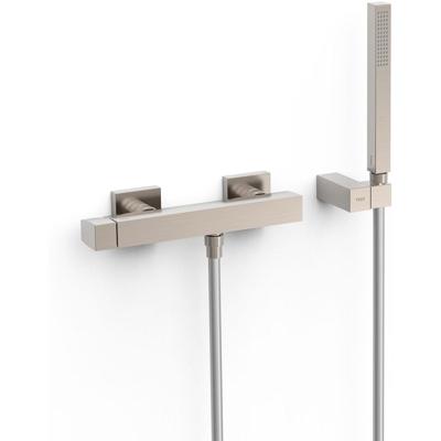 Douchekraan Tres Slim | Opbouw | Mengkraan | 1-weg | hoh 15 cm | 1-knop | Vierkant | Rvs look