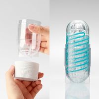 Tenga Spinner - 04 Pixel Mannelijke bevrediger Blauw, Transparant - thumbnail