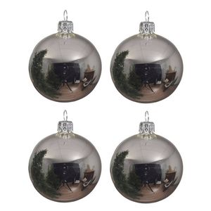 4x Glazen kerstballen glans zilver 10 cm kerstboom versiering/decoratie - Kerstbal