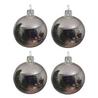 4x Glazen kerstballen glans zilver 10 cm kerstboom versiering/decoratie - Kerstbal - thumbnail