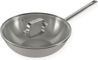 ELLE Gourmet Moderne Wokpan met Deksel - Ø 28 cm - Zonder anti-aanbaklaag - RVS