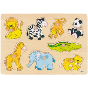 Wilde dieren houten knoppuzzel, 8 stukjes
