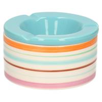 Stormasbak - keramiek - blauw/multi-kleur - D12 cm - asbak - buiten asbakken