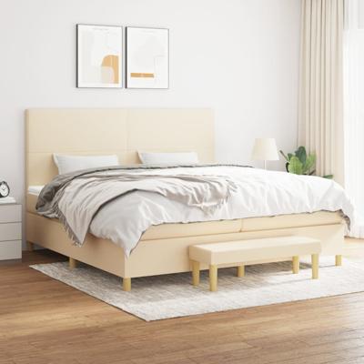 Boxspring met matras stof crèmekleurig 200x200 cm