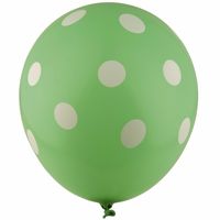 Ballonnen groen met witte stippen 30 cm 5st   - - thumbnail