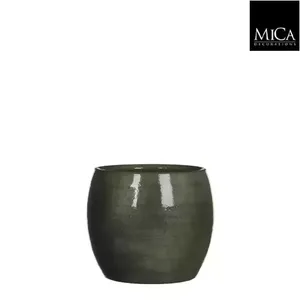Mica Decorations lester ronde pot groen maat in cm: 14 x 16