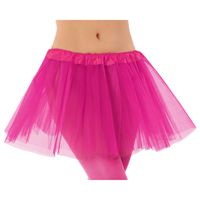 Dames verkleed rokje/tutu  - tule stof met elastiek - fuchsia roze - one size One size  -