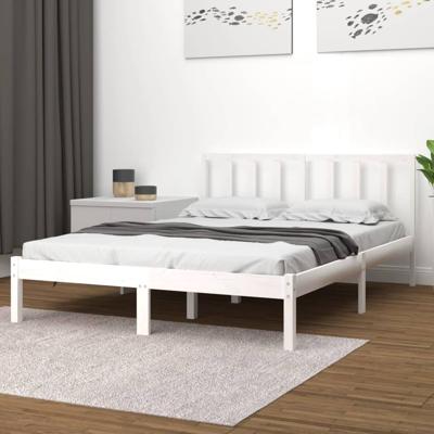 Bedframe massief grenenhout wit 160x200 cm
