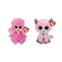 Ty - Knuffel - Beanie Boo's - Camilla Poodle & Fiona Pink Cat