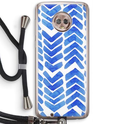 Blauwe pijlen: Motorola Moto G6 Transparant Hoesje met koord