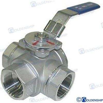Válvula de bola acero inoxidable GS30032 - VALVULA 3 VIAS INOX 1""