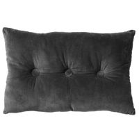 Dutch Decor - VALERIE - Sierkussen 40x60 cm - velvet - met knopen - Charcoal Gray - antraciet - thumbnail